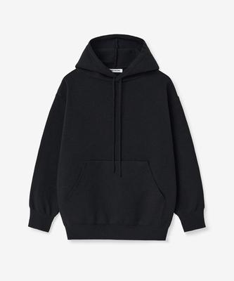 LADY VOLUME Crew Neck Knit Hoodie_Black