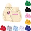 Felpa con cappuccio per bambini e bambine, alla moda, stampata, a maniche lunghe
