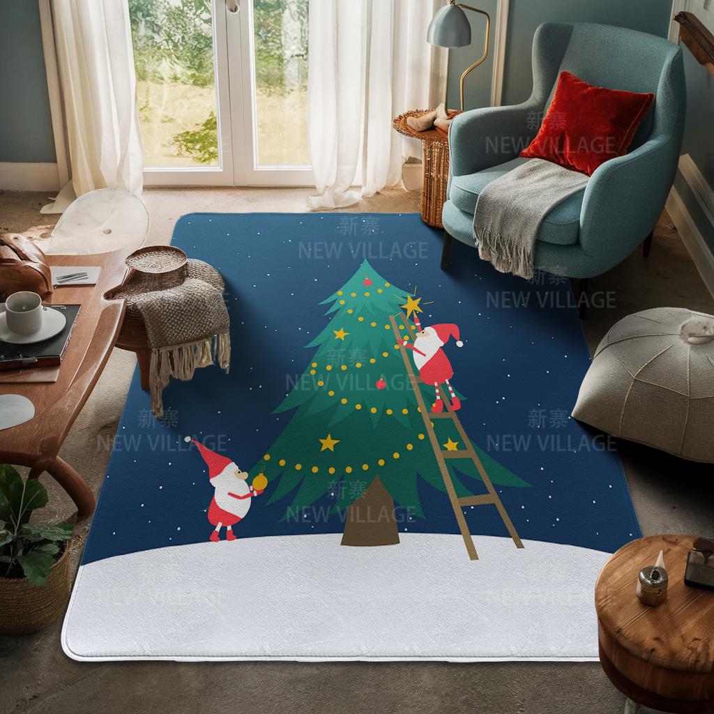 House Entrance Carpet Home Door Mat Living Room Bath Foot Bathroom Non-slip Water Absorption Rugs Bath Merry Christmas Winter