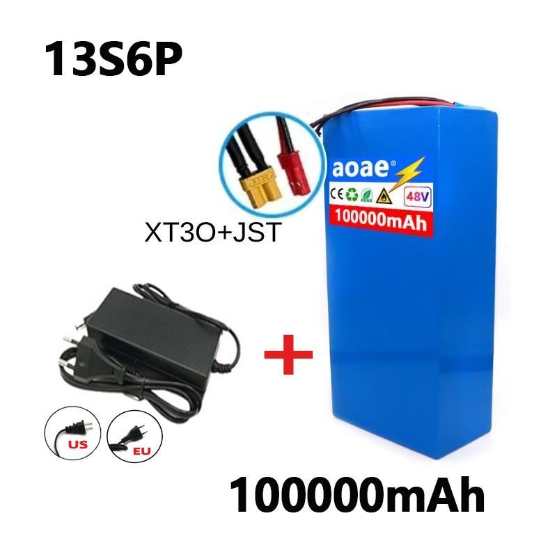100%18650Original 48V 100Ah 13s6p Lithium-Batteriepaket 48v 100000mAh 2000W Citycoco Motorroller-Batterien Eingebaut 50A BMS