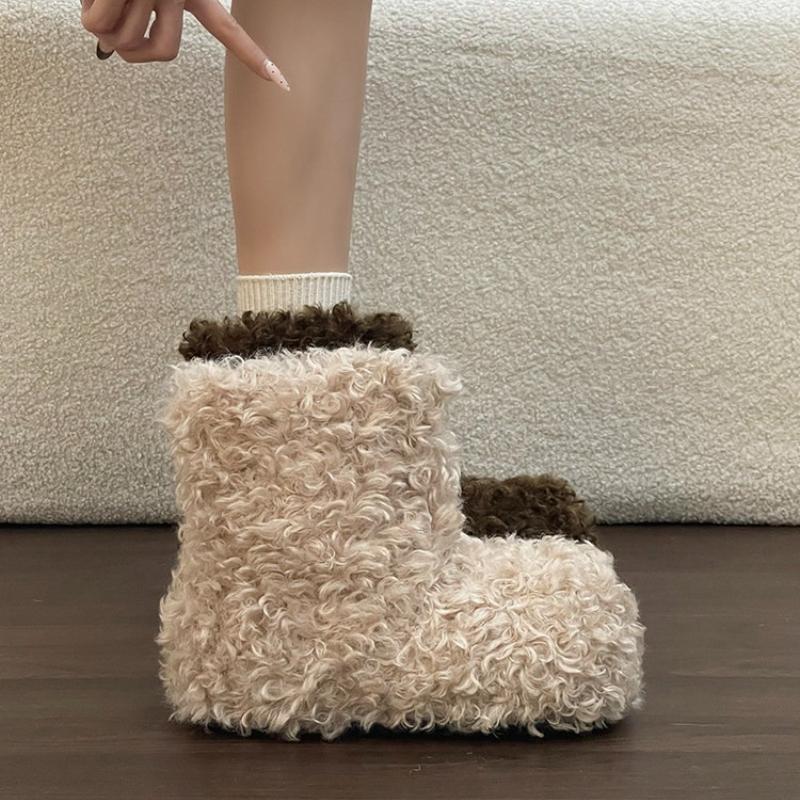 New Winter Women Fur Lining Flats Snow Boots Concise Internal Elevation Shoes Ladies Outdoor Comfort Warm Cotton Mordern Booties