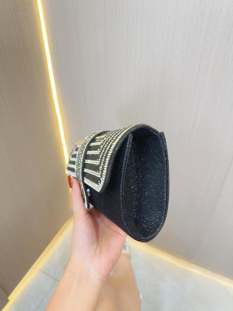 Women's Rhinestone Sparkle Chain Evening Clutch - Bridal, Banquet, Wedding, Socialite Handbag