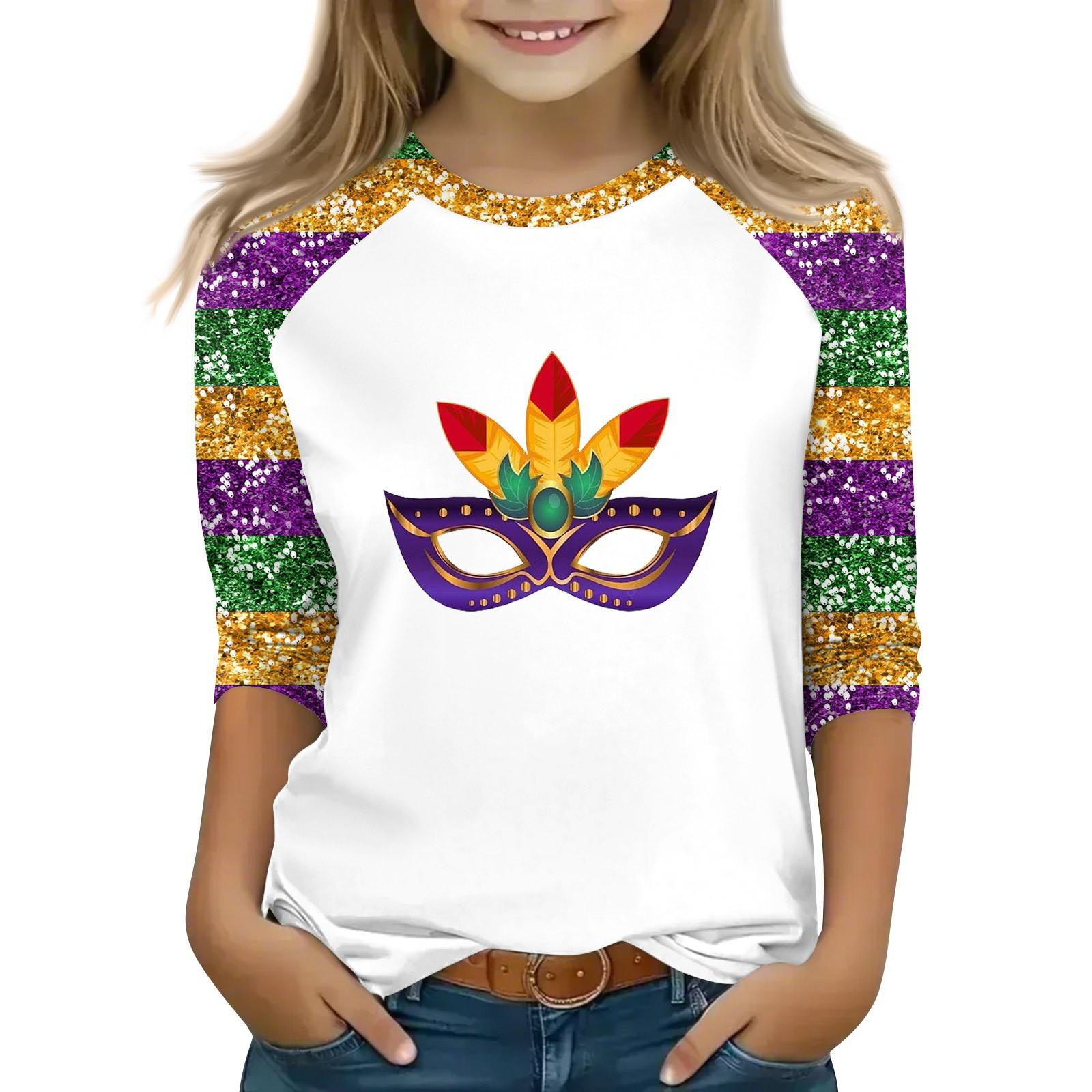 

Детская футболка с рукавом 3/4, повседневная футболка с принтом, круглый вырез, блузка-пуловер 110