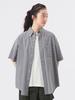 Beams Boy S/S Shirt, Boy Check, Big Button-Down Shirt, Women's, Gray Free