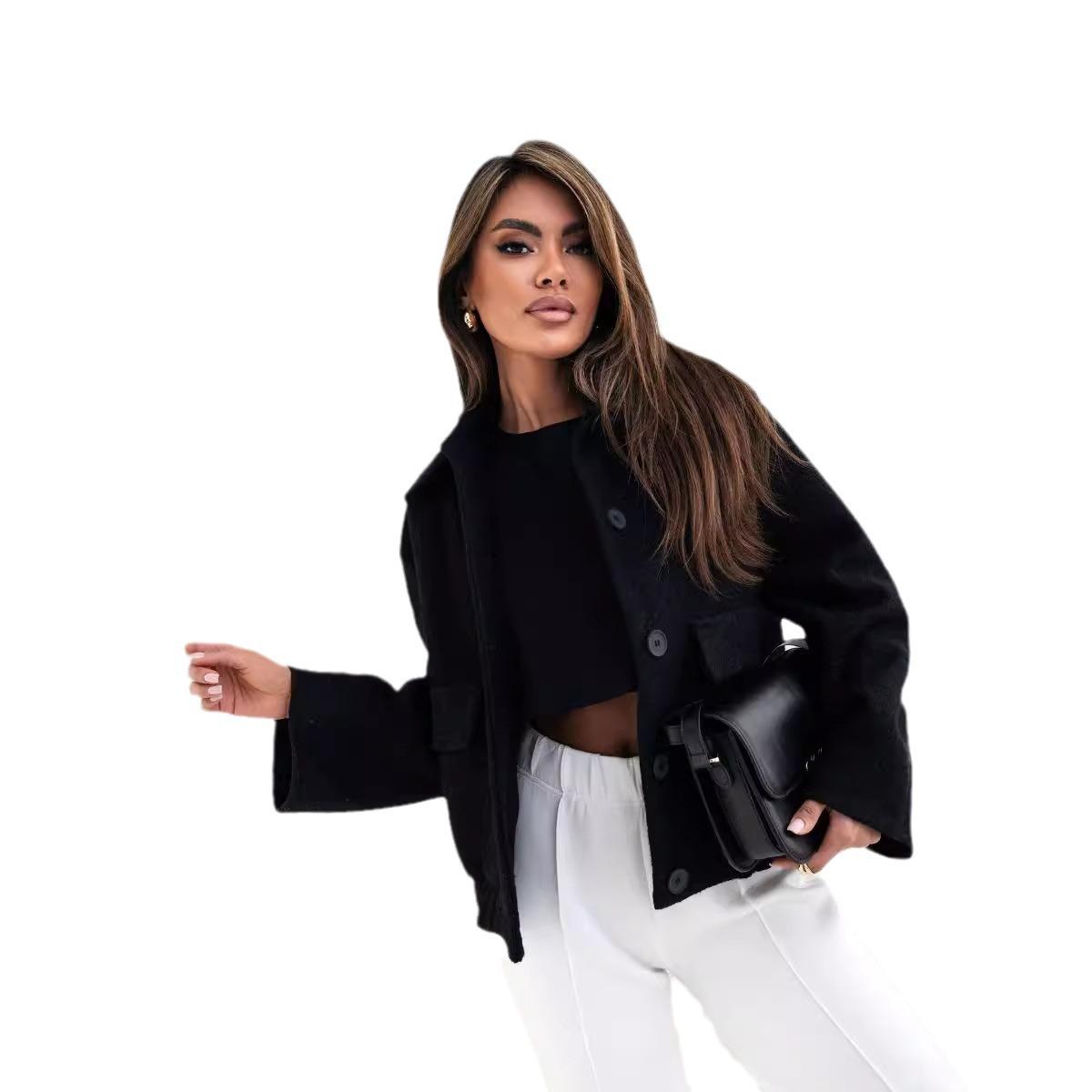 

Коричневая свободная короткая куртка повседневная верхняя одежда для женщин 2XL чёрный