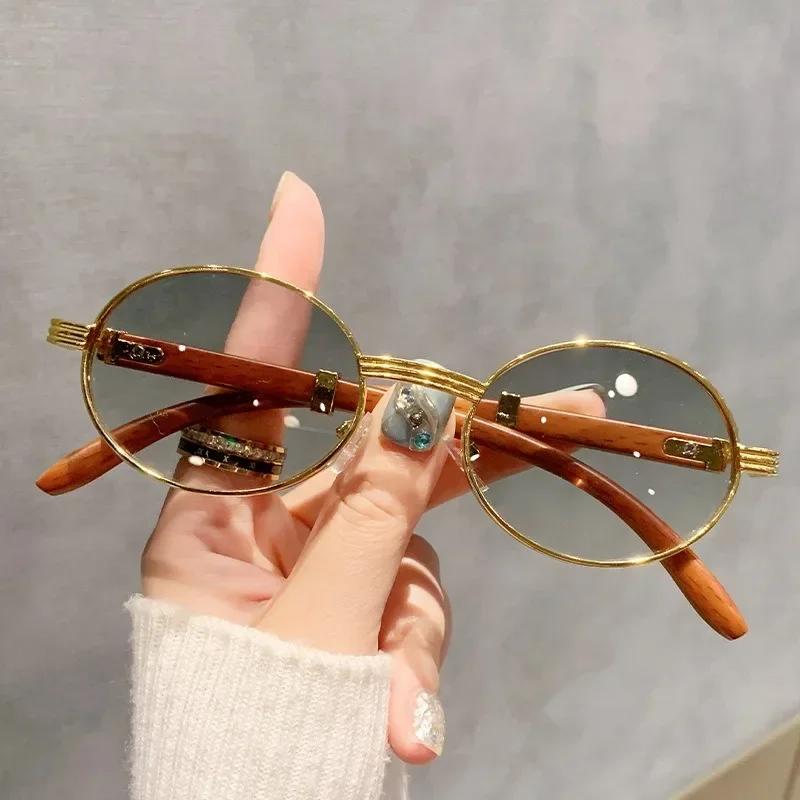 Wooden Fashion Sunglasses Women Vintage Oculos Sunglasses for Men Oval Designer Glasses Luxury Shades UV400