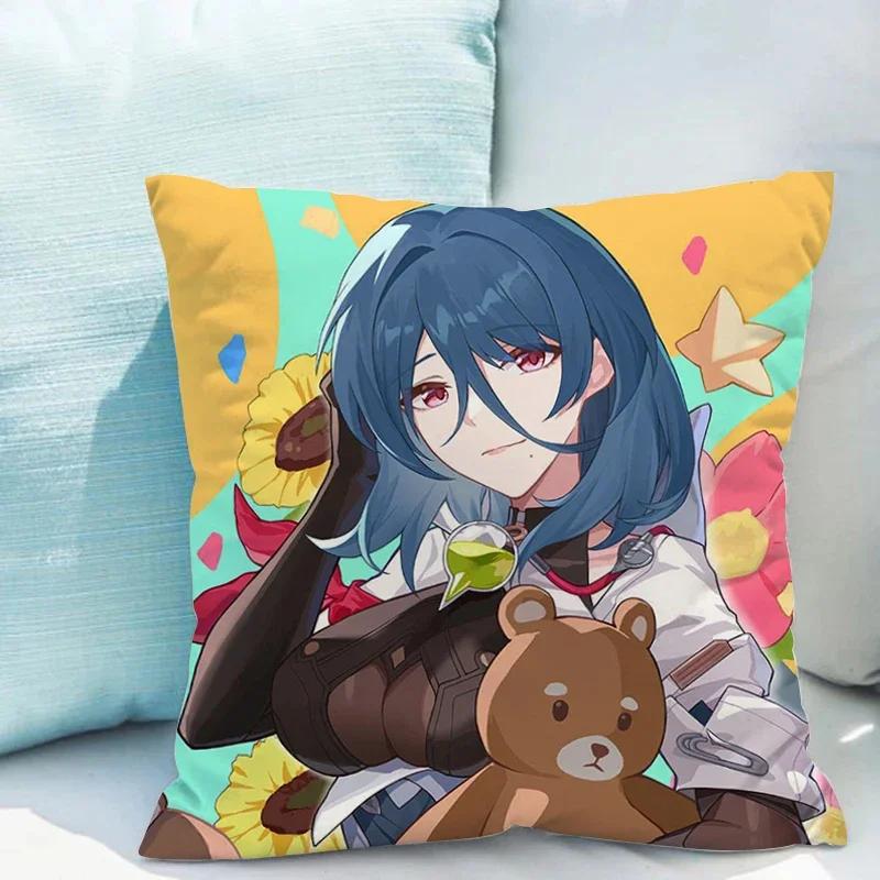 Honkai Star Rail X Cushions Covers Double-sided Printing Cushion Cover X Short Plush Decoration Living Room Car Sofa