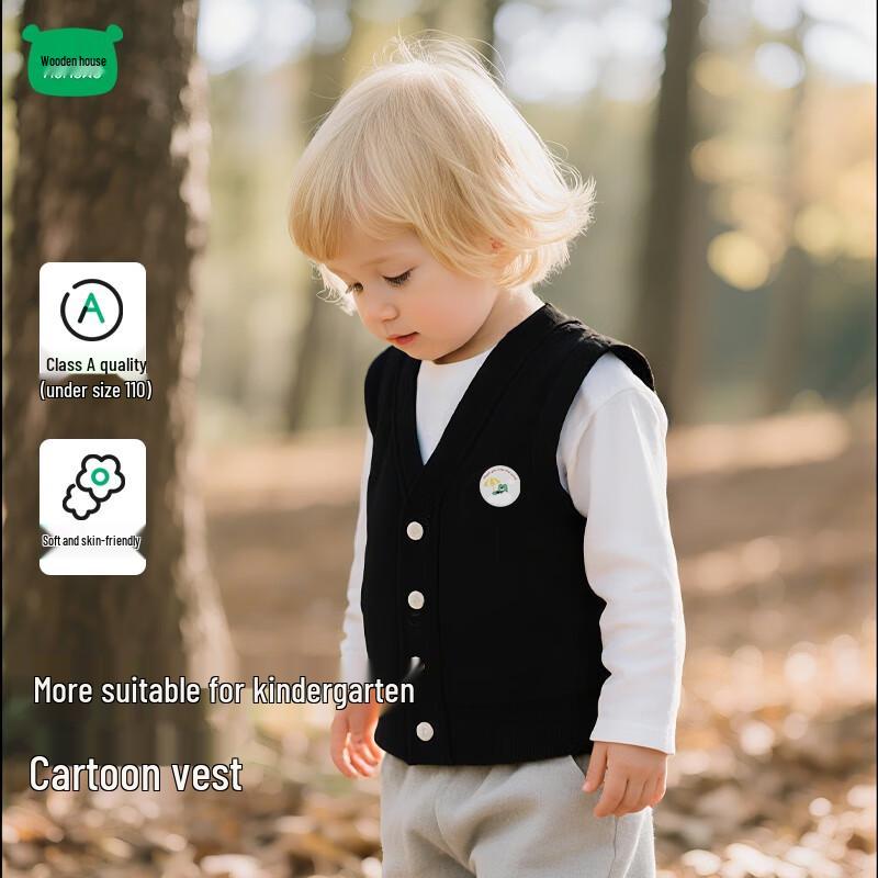 

Детский весенне-осенний жилет с мультяшным мишкой 100