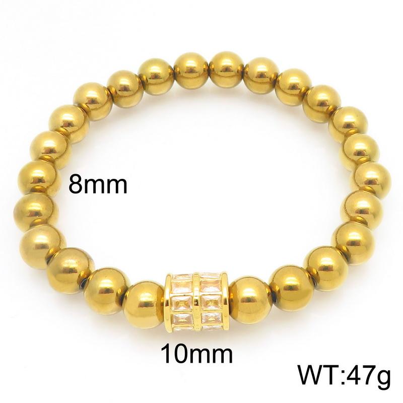 Stainless Steel Beaded Bracelet for Women Men Rhinestone Decor Stretch Fashion Jewelry Party Daily Accessory Gift