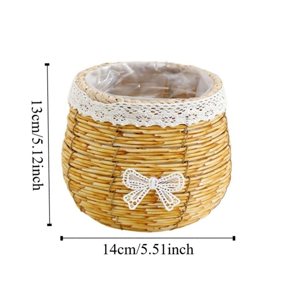 Home Decoration Rustic Woven Flower Basket Plastic Sturdy Flower Arrangement Basket Simple Flowerpot Flower Arrangement