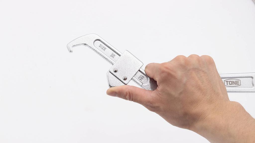TONE Adjustable Hook Spanner Fits Slotted Round Nuts with Diameters from 95 To Total Length 375mm FSA-165, 165mm,