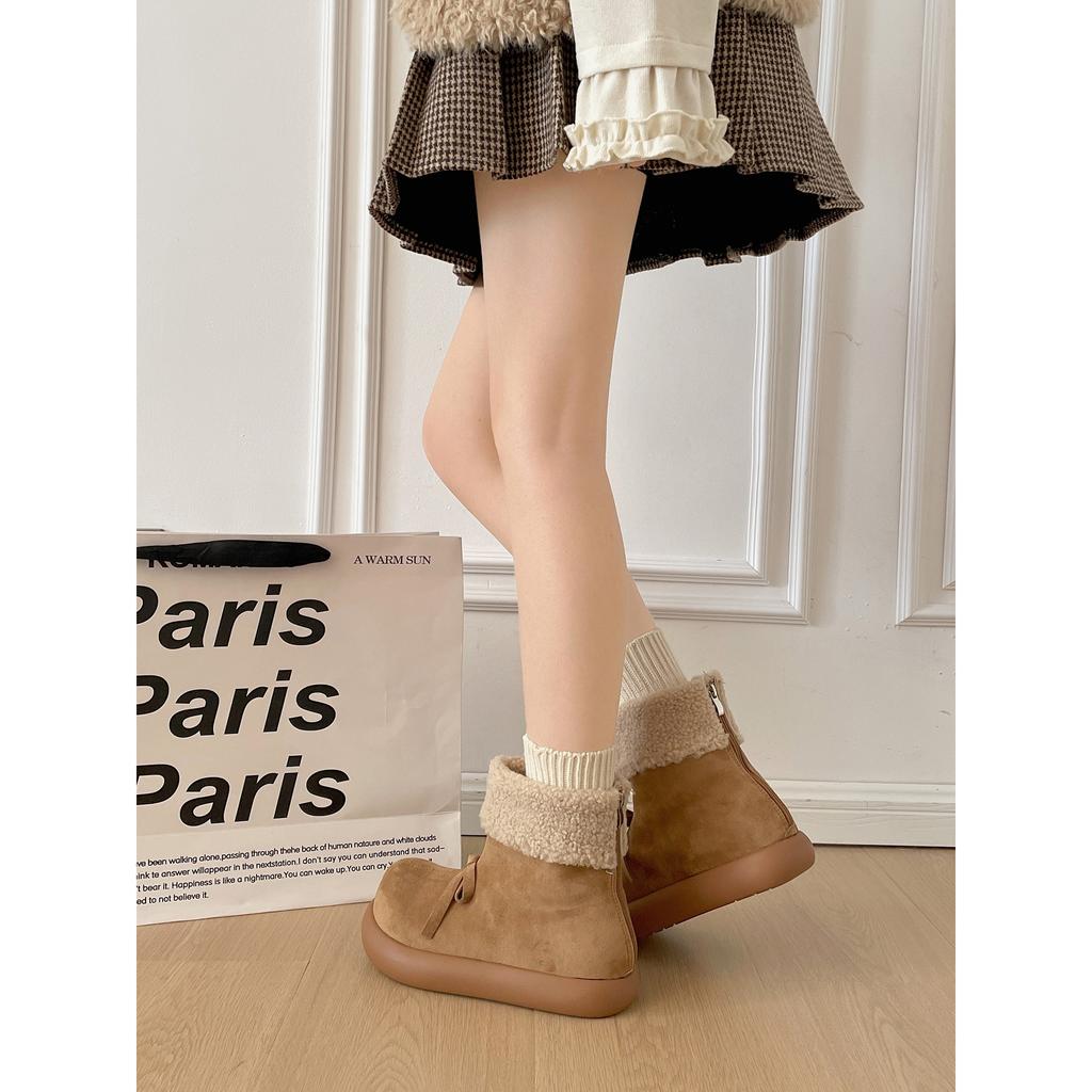 Fleece thickened warm thick-soled fluffy snow boots 2025 winter wear non-slip Birkenstock cotton shoes