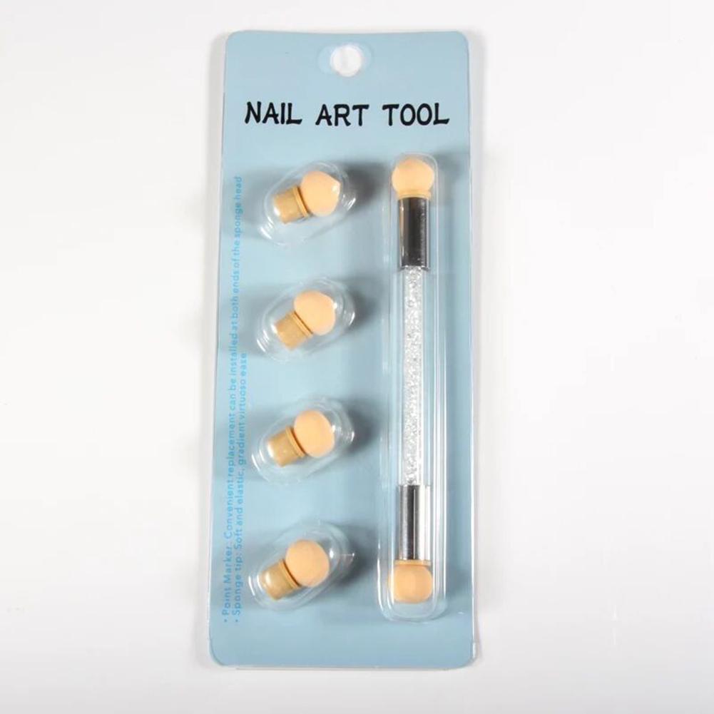 Portable Washable Double-Head Sponge Stained Pen Nail Art Painting Point Painting Tool