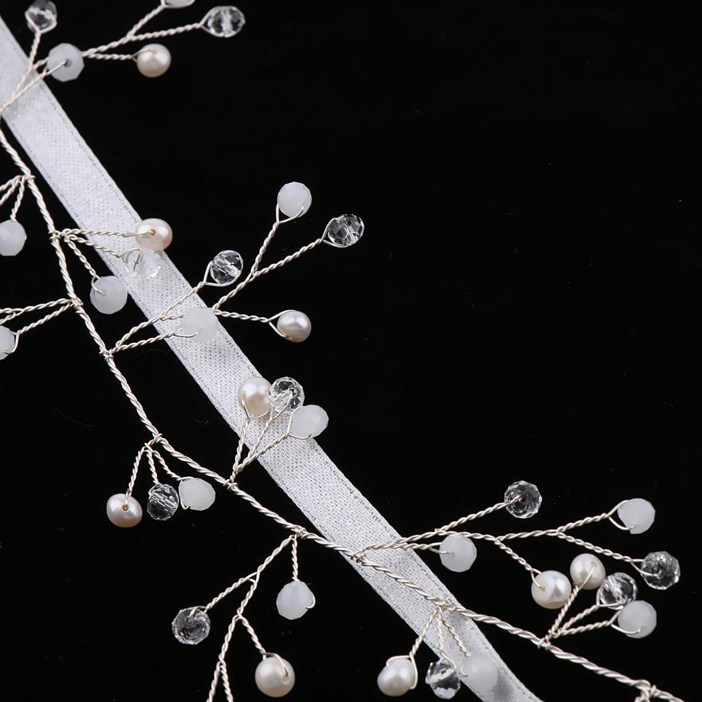Graceful Bridal Leaves Flowers Rhinestone Headband Prom Accessories - As Described,