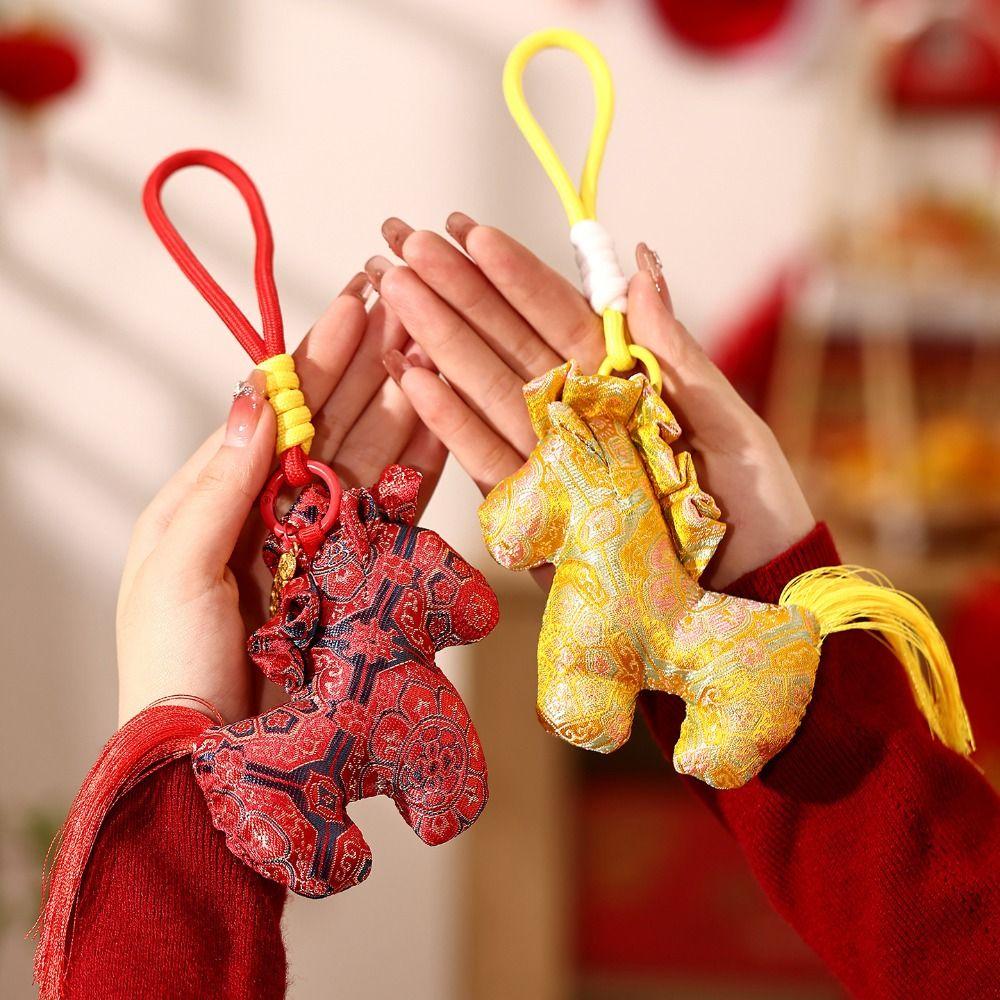 Year of Horse Year of The Horse Pendant Long Hair New Year Decorations Horse Year Pendant Soft Stuffed Animal