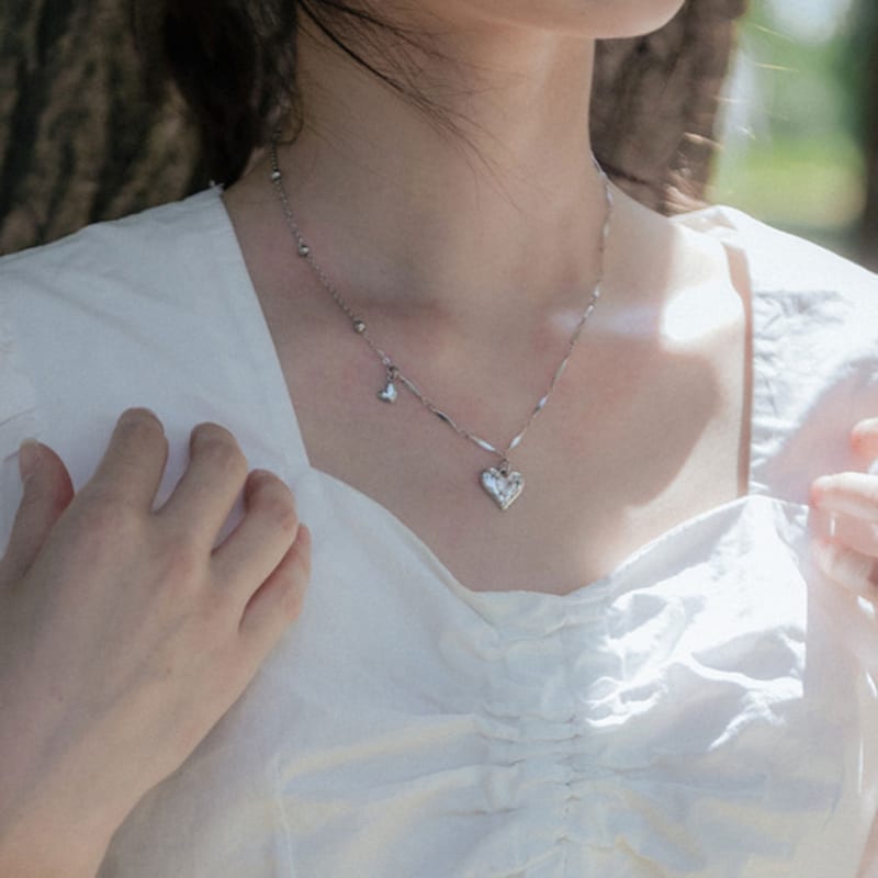 HIGHSCHOOLDISCO Heart Cubic Mix Chain Necklace