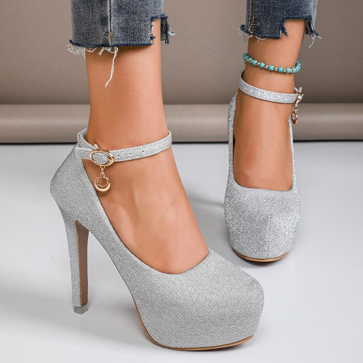 

2025 summer new shallow mouth round head high heel thin heel single shoes 8CM high heel stage performance catwalk shoes 34