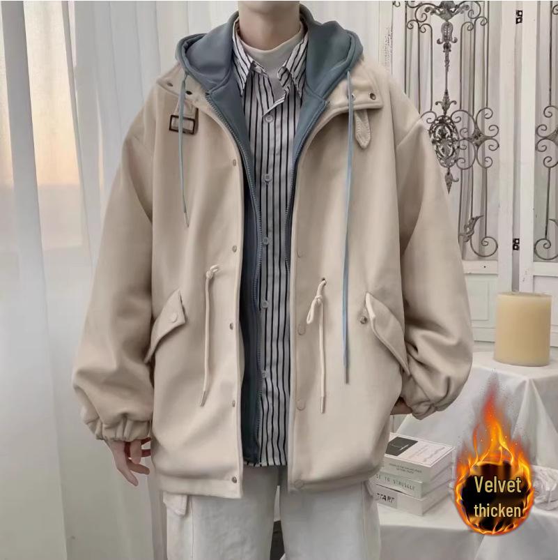 2025 Korean-Style High-End Loose Patchwork Fabric Windbreaker - Autumn/Winter Trendy Short Jacket