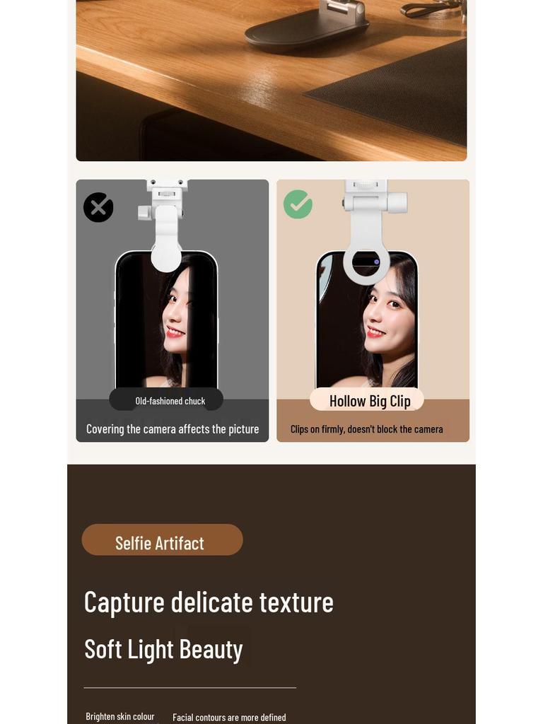 LED Pocket Light: Three-Color Temperature Selfie & Photography Fill Light