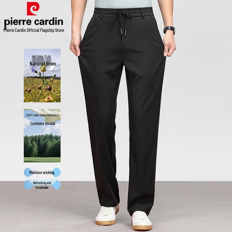 Pierre Cardin Men's Linen Modal Blend Straight-Leg Casual Pants