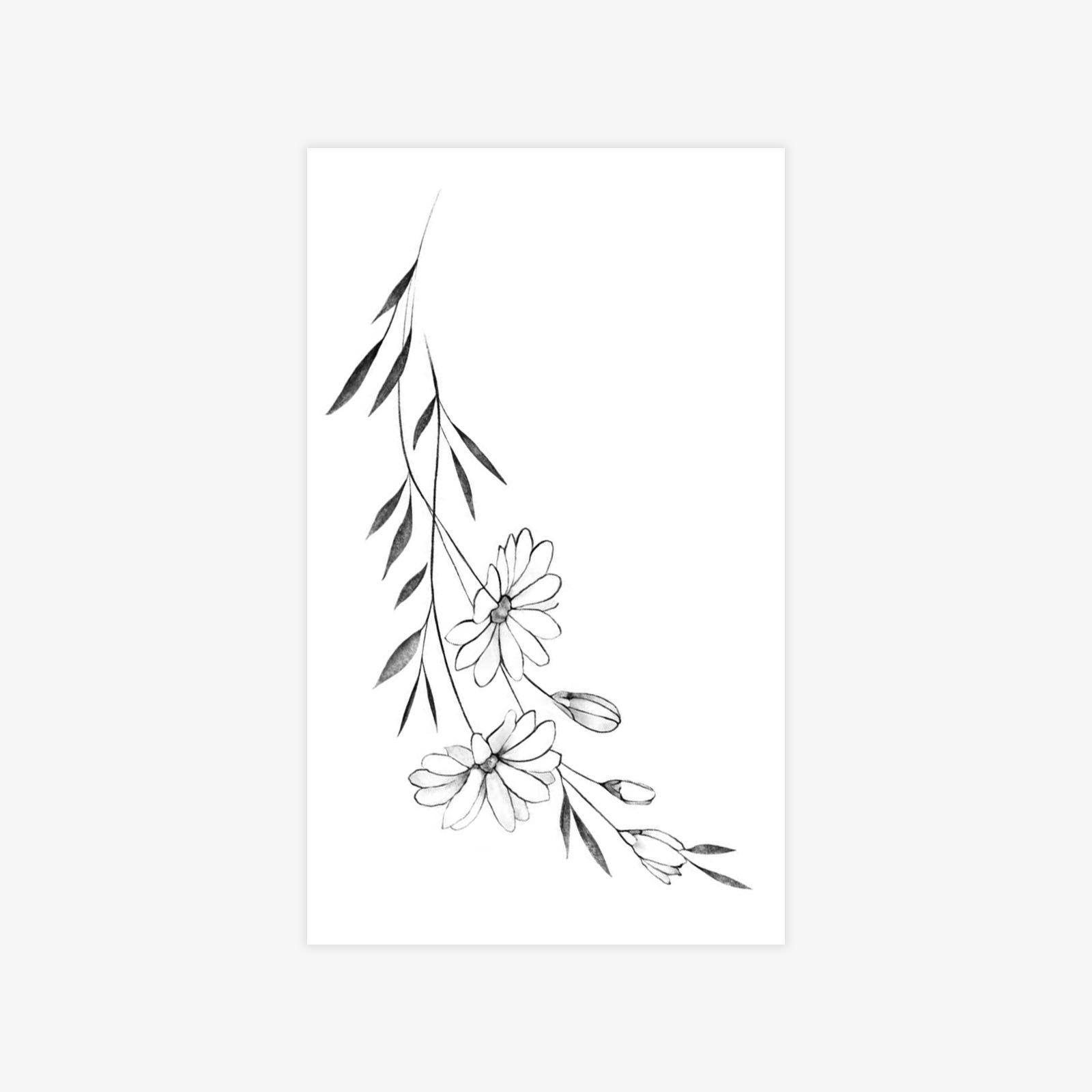 Simple High-End Sense Personality Small Fresh Retro Daisy Tattoo Sticker 9*15