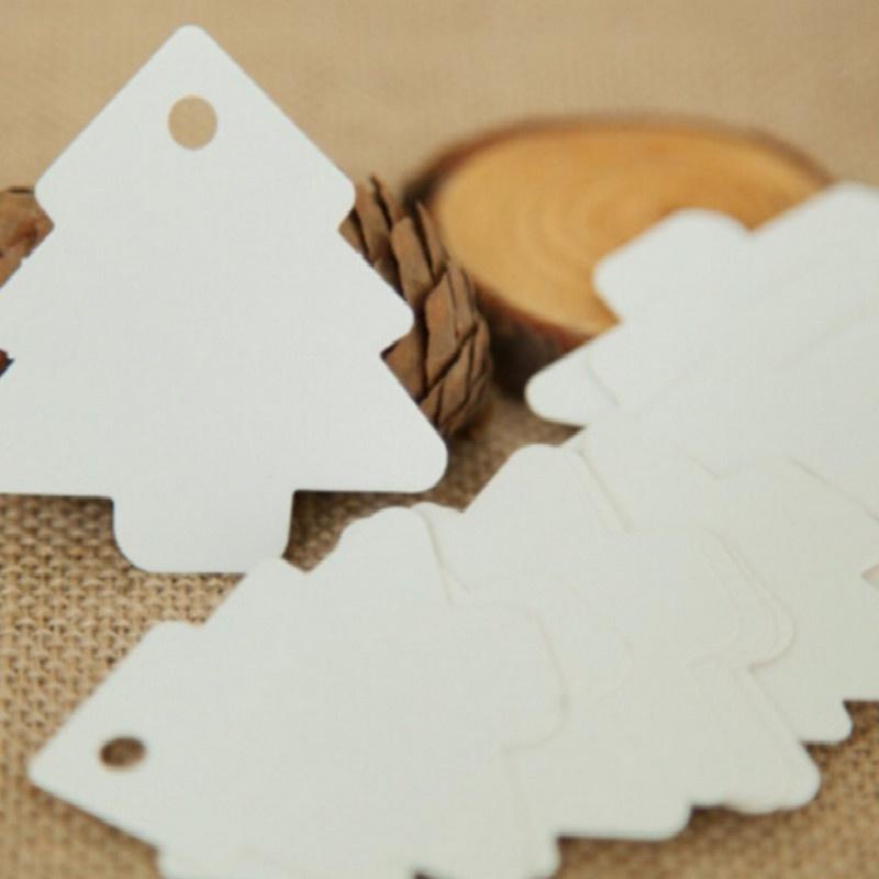 

50pcs DIY Christmas Tree Shape Paper Tags Kraft Paper Card Labels Paper Cards Tags Christmas Party Favors Blank Hang Tag Gifts белый