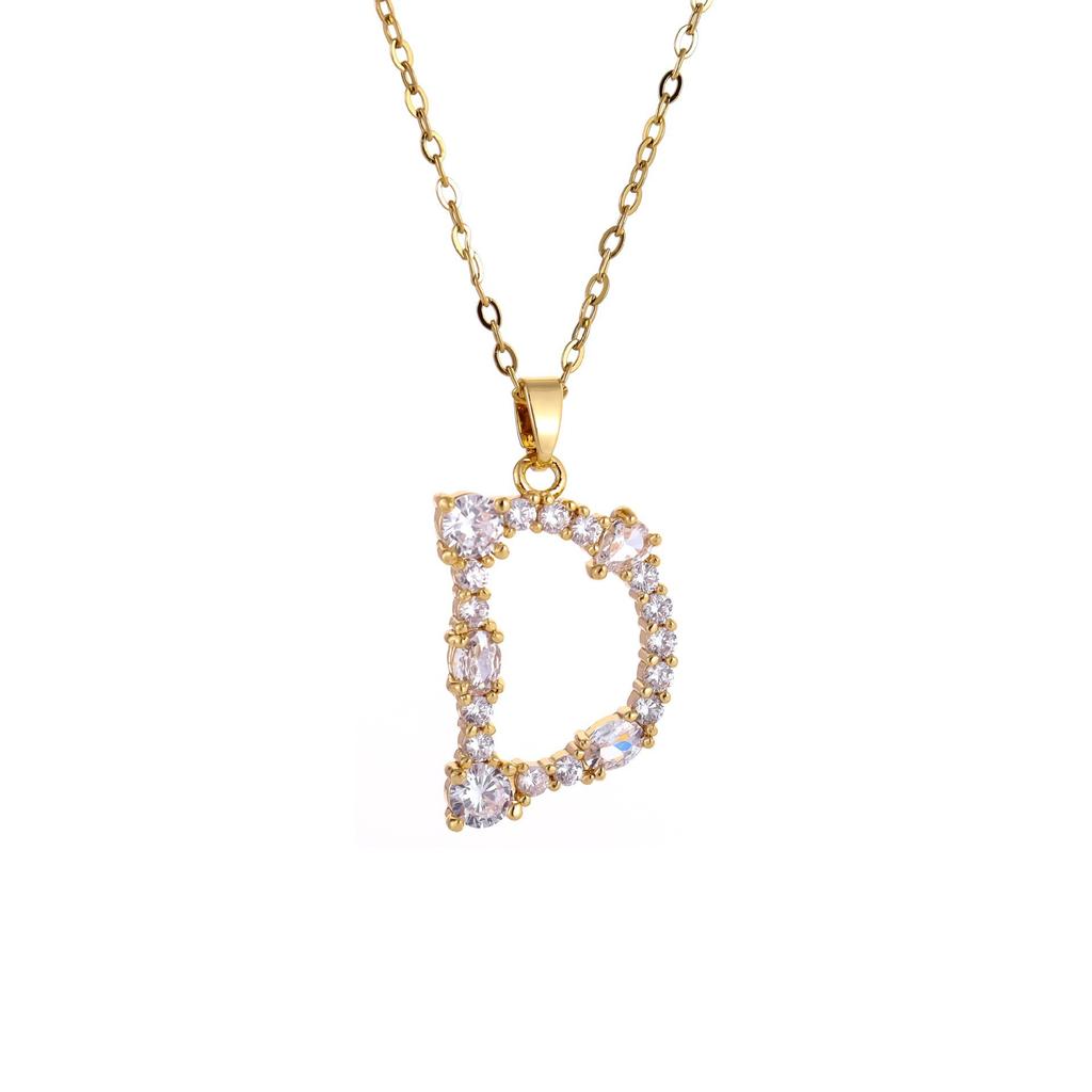 Luxury 26 Letter Necklace Women Unique Design White Zircon Crystal Collarbone Chain Party Jewelry Christmas Gift