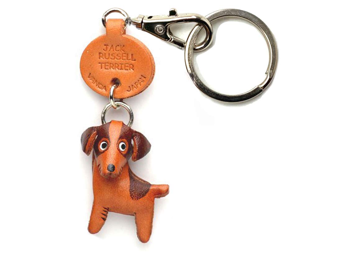 

Jack Russell Terrier Genuine Leather Dog Banka Craft Leather Story in Keychain, (Handmade Japan)
