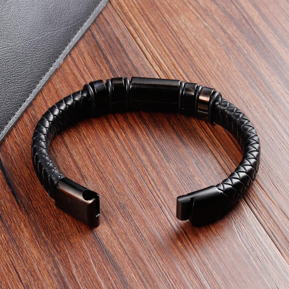 Black Leather Rope Cowhide Men's Student Leather Woven Bracelet Handmade Multilayer Leather Bracelet 2026