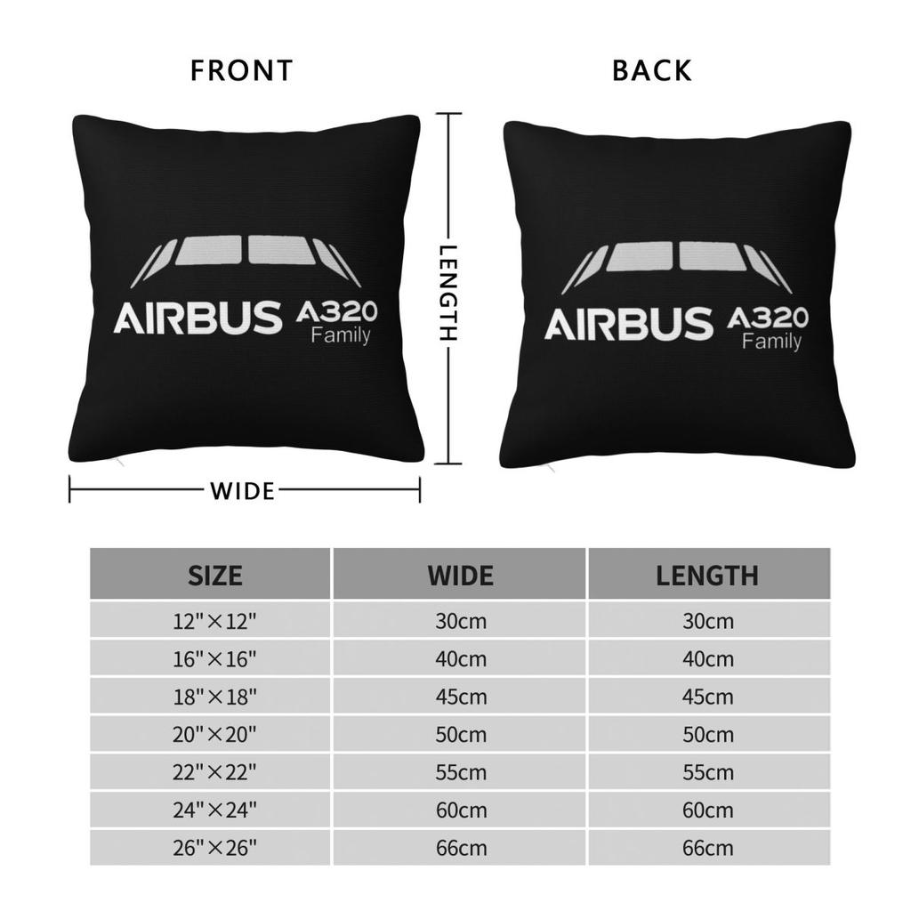 A320 Family Square Pillowcase Cushion Cover Pillow Case Throw Pillow Cover for Home Sofa Living Room