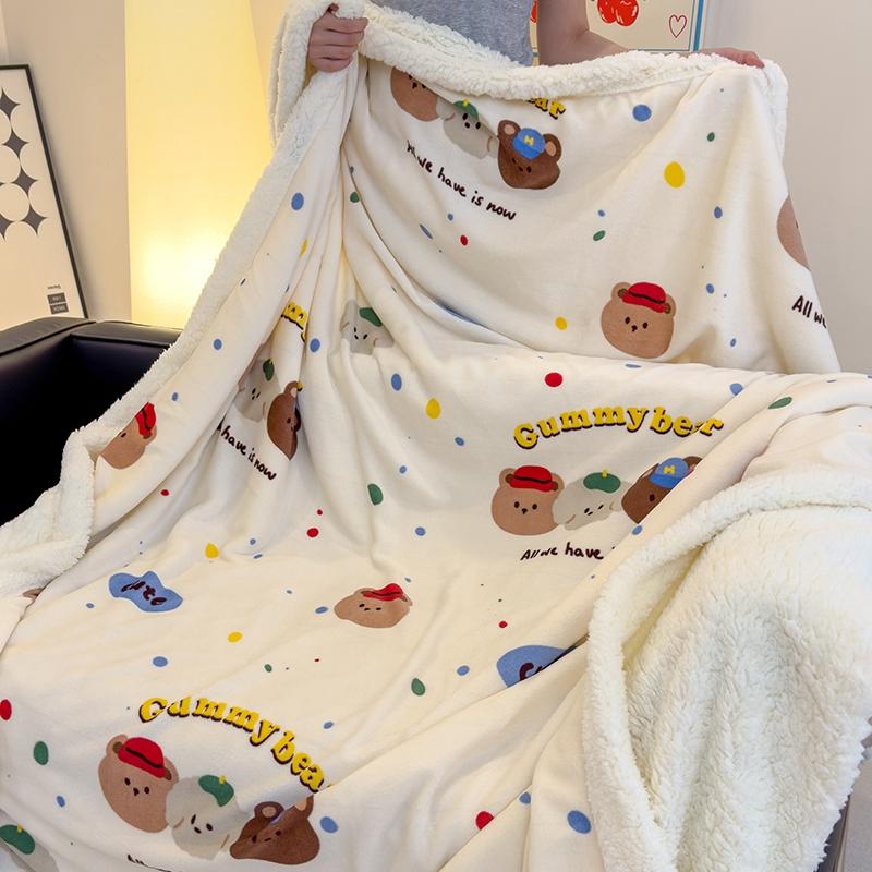 Pink Letter Thickened Throw Blanket Girl Woman Children's Bedroom Warm Soft Sleeping Blanket Queen Fashion Black Bow Blankets