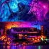 480. Blacklight Halloween Garage Door Banner Cover 7x16ft, UV Reactive Glowing Gri...