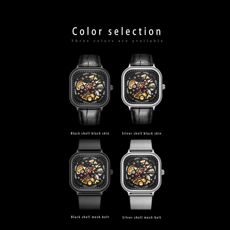 KIMSDUN Herrenuhr Top Marke Luxusuhr Mode Quadratisch Automatik Mechanisch Tafelschliff Herrenuhr