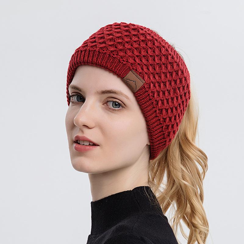 Mode femmes tricoté bandeau hiver chaud élastique casque chapeau femme à large bord cheveux accessoires Plus polaire cheveux bandeaux