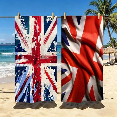 Art Vintage UK Flag Towel Polyester Beach Towel Quick Dry Sand Free Bath Towel for Summer Pool Travel Vacation