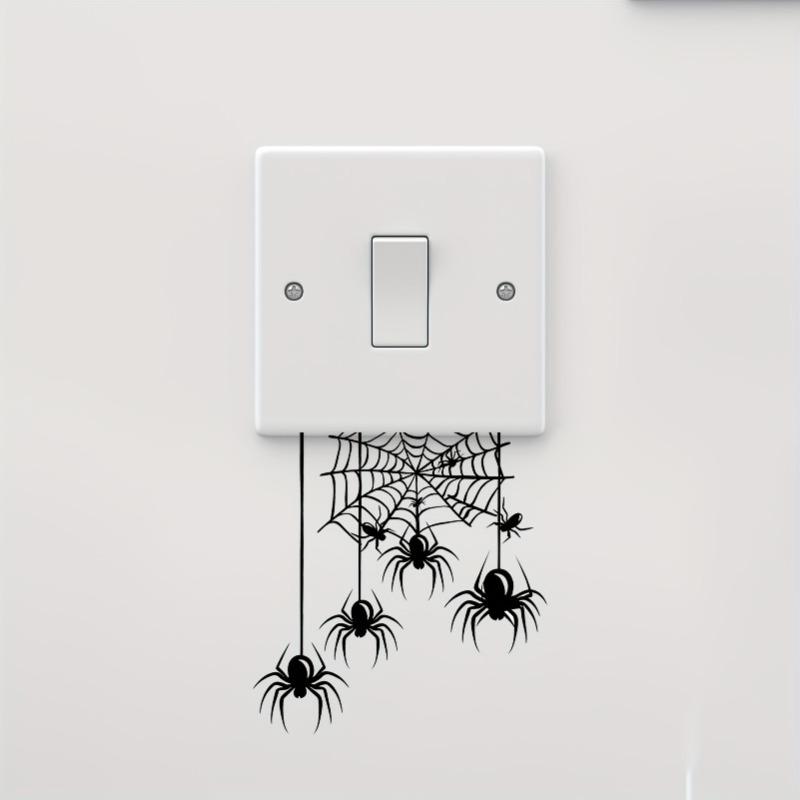 3Pcs PVC Spider Wall Decal for Light Switch Removable Spider Web Sticker Festive Home Decoration for Living Room, Bedroom, and Party Decor