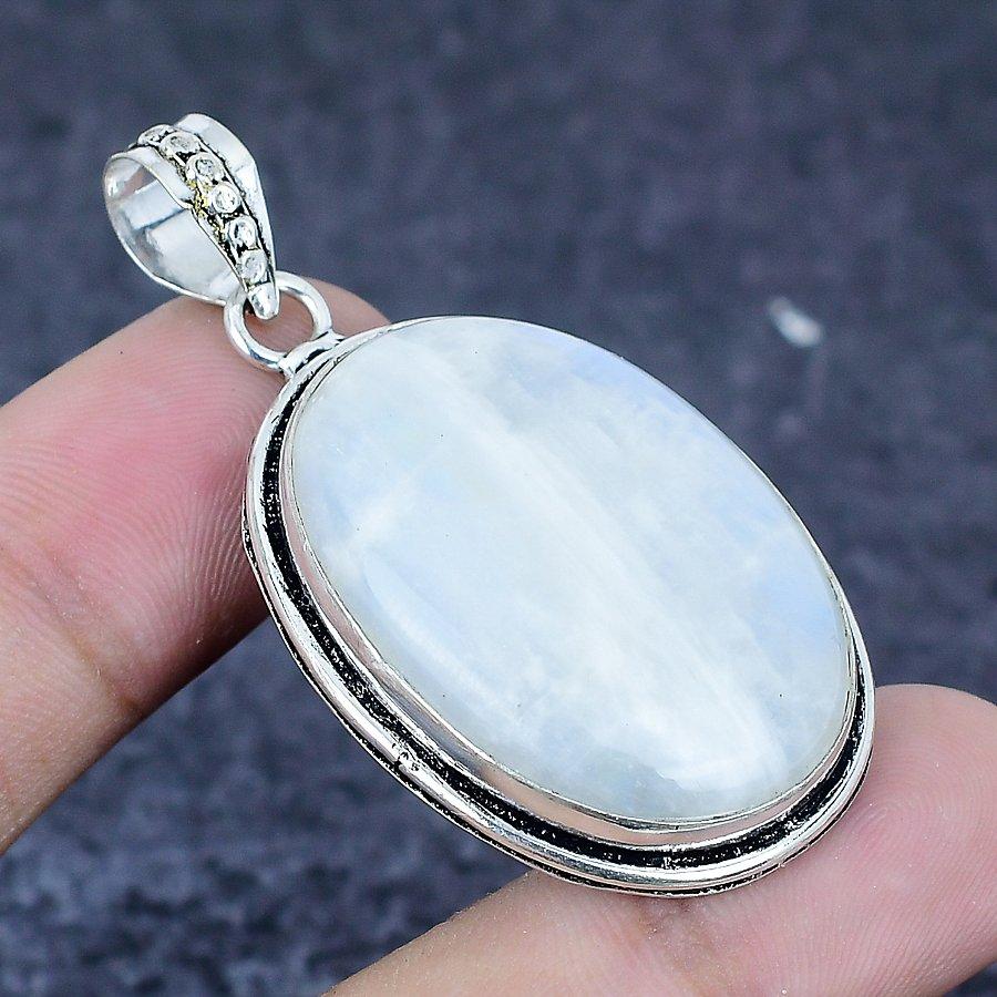 Natural Moonstone Gemstone 925 Sterling Silver Jewelry Pendant 2.05" F6c31