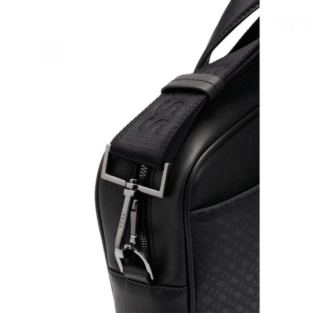 Boss Monogram Panel Document Case Black Su25
