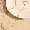 Ins Tide Double-layer Bead Chain Stacked with Titanium Steel Necklace Plated with 18k Gold Short Collarbone Chain for Women