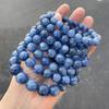 5A Natural Brazilian Blue Crystal Round Bead Bracelet for Men & Women - High-End Feel Jewelry Accessory.