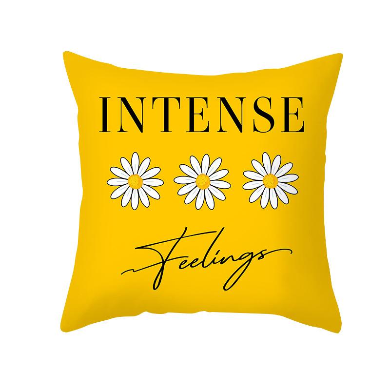 Pillow Cover Yellow Daisy Digital Print Pillow Cover Office Sofa Peach Skin Cushion Cover