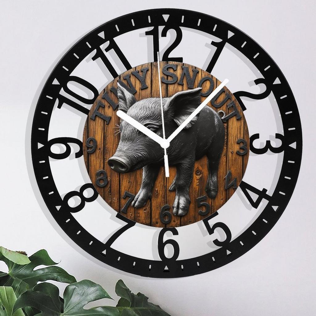 25cm Circular Iron Wall Clock with a T-Rex Skull