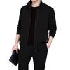1 Set Jacket Pants Set Solid Color Zipper Autumn Winter Ribbed Cuff Coat Drawstring Pants for Daily Wear