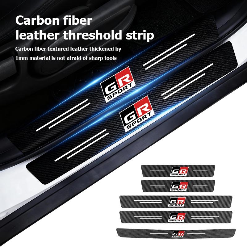 Car Interior Door Sill Strip Carbon Anti-Scratch Protector Sticker For Toyota Crown Land Cruiser RAV4 Camry Yaris Corolla Prius