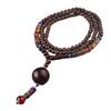 Ethnic Handmade Wood Rosary Beads Necklace Eco Friendly Wood Beaded Necklace Adjustable Length Boho Sweater Neck Jewelry