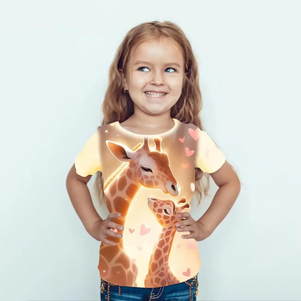 Girl Clothes Cartoon Cute Rabbit 3D Print Funny Animal Lover Boy Girl Short Sleeve tops 4-14Y