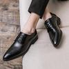 2025 British style leather shoes men's trend engraved business casual shoes hairstylist platform young men's small leather shoes