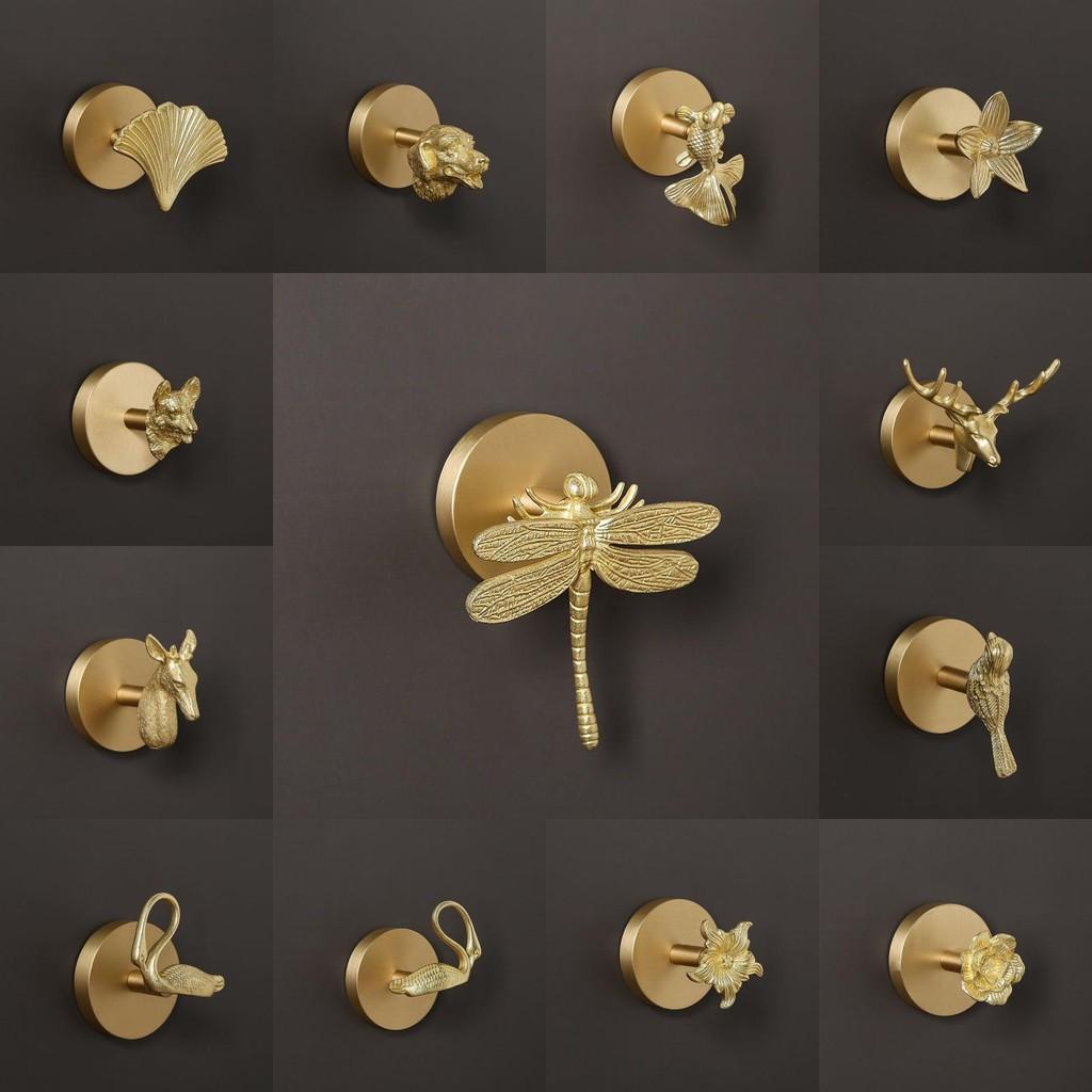 Leaf Ginkgo Brass Angel Bird Dragonfly Wall Hook With Adhesive For Door Decor