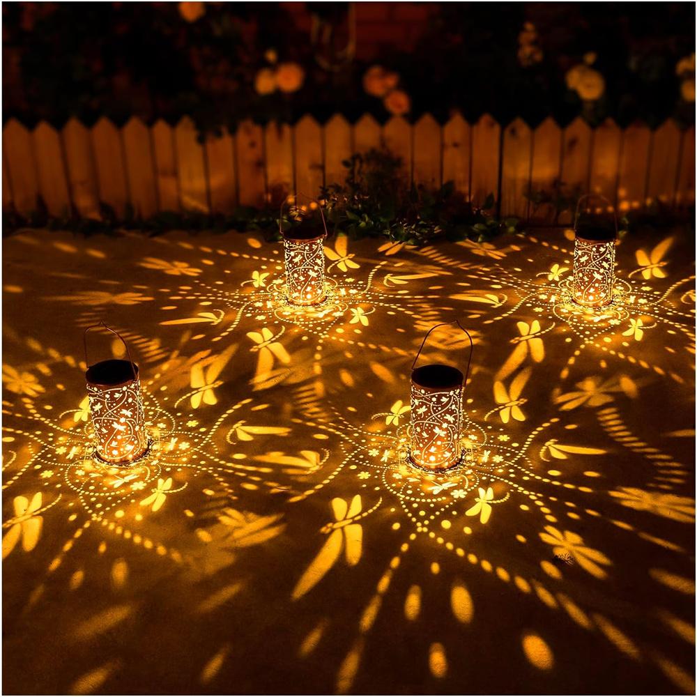 Butterfly Solar Lanterns Outdoor Waterproof Hanging Lights, Metal Decorative LED Solar Light for Yard Patio Porch Balcony Decor