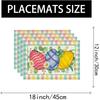 4pcs Buffalo Check Easter Placemats, Featuring Rabbits, Daisies, and Carrots, Perfect for Party, Kitchen, and Dining Room Decor